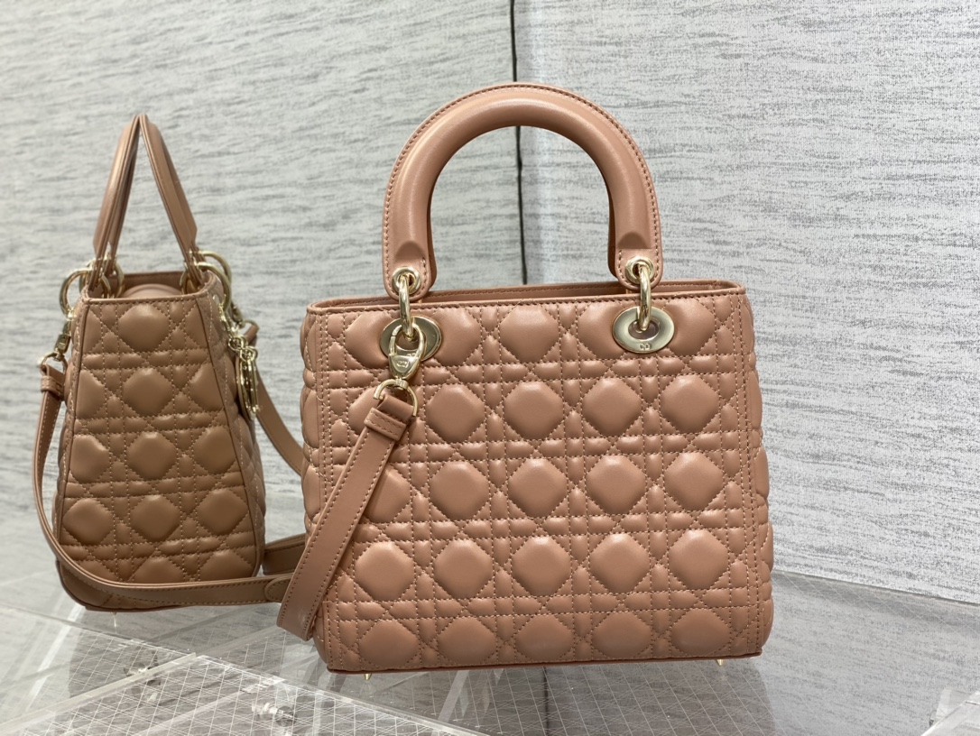 Medium Lady Dior Bag Biscuit Cannage Lambskin